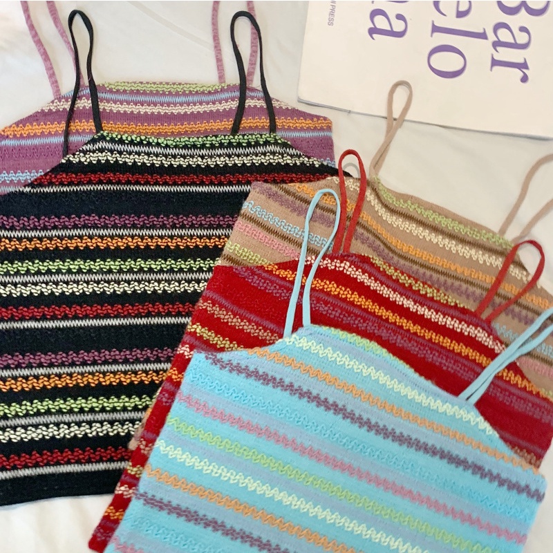 Porozi Áo croptop 2 dây dệt kim thời trang Hàn Quốc cho nữ