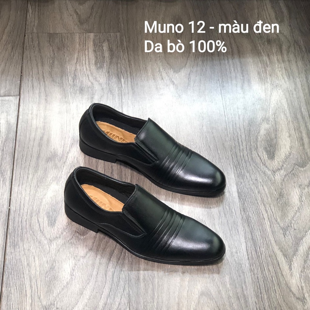 Giày lười nam MUNO 12 da bò thật bảo hành 2 năm giầy tây công sở