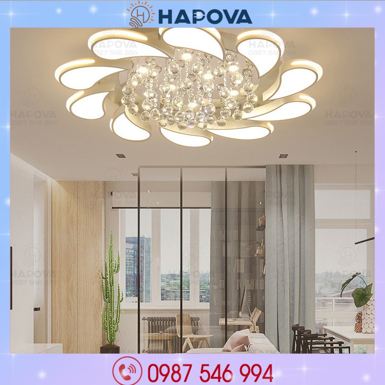 Đèn ốp trần, đèn trần phòng khách bằng pha lê HAPOVA GENER 0905