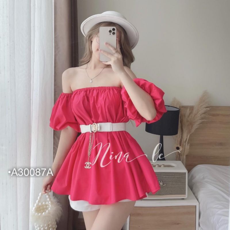 [Ảnh Thật] Áo Trễ Vai Nữ Dáng Rộng Bigsize Áo Babydoll Bẹt Vai Tay Phồng Lụa Xanh Lá/Tím/Xanh Bơ