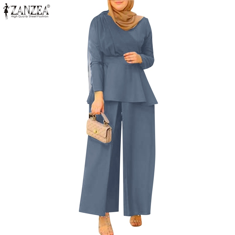 Zanzea Set Đồ Dài Phối Lưới Thời Trang Cho Phụ Nữ Hồi Giáo