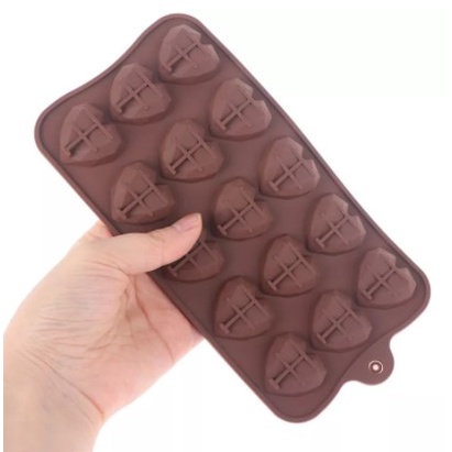 Khuôn sô cô la hình trái tim 15 ô 3D