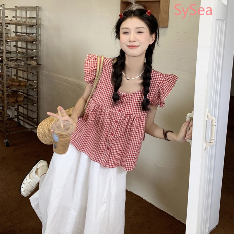 Áo Sơ Mi Ca Rô Thời Trang Mùa Hè Hàn Quốc Dành Cho Nữ