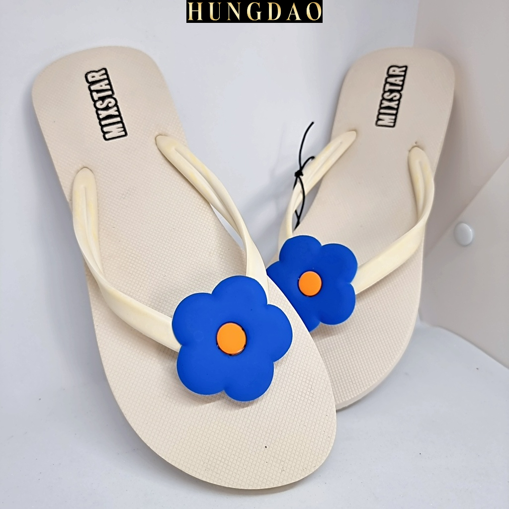 Dép quai kẹp nữ Thái Lan Mixstar đính sticker hoa dễ thương có đế chống trơn trượt đủ size nhiều màu