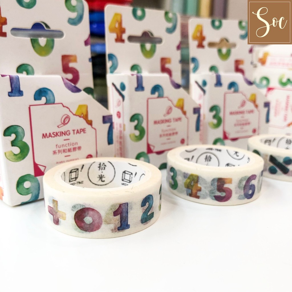 1 CUỘN BĂNG KEO WASHI TAPE SỐ/CHỮ