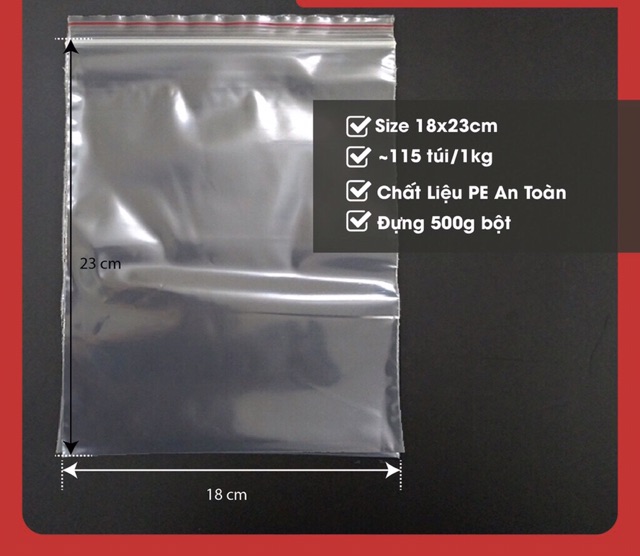 1kg túi zip chỉ đỏ