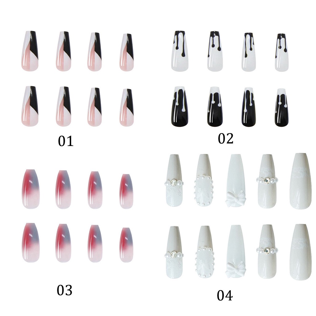 [Hàng mới về] Hộp 24 móng tay giả có thể tháo rời thời trang