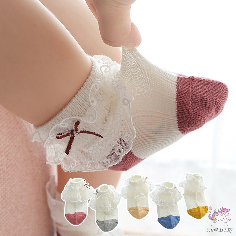 Vớ Dành Cho Bé Gái Viền Ren Đính Nơ Phong Cách Hàn Quốc