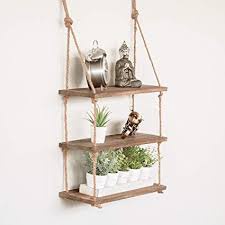 Kệ Treo Tường 3 Tầng kích thước lớn 10X30 cm - Kệ Trang Trí Dây Thừng Để Cây Cảnh, đồ lưu niệm....