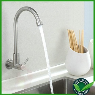 Mua Vòi rửa bát chén inox 304 Cắm Tường cần Cứng Xoay 360 độ 1 Đường Nước