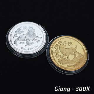 Đồng xu vàng hình chó (kèm hộp nhung sang trọng)