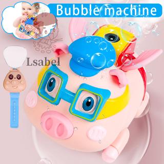 Children Automatic Electric Bubble Machine Bubble Pig Spray Watch Remote Control Music