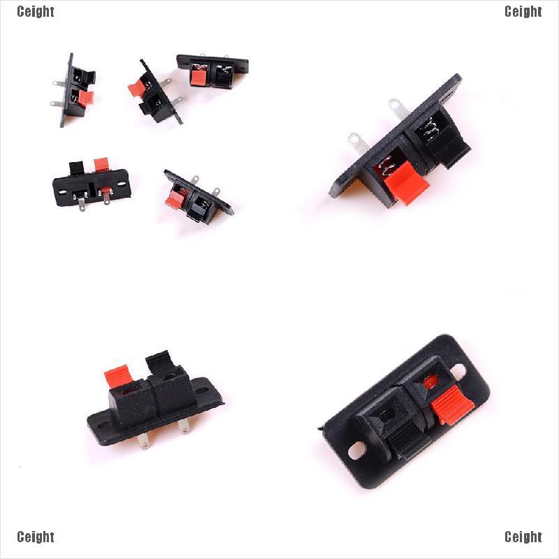 (Cei)5X 2 Positions Push In Jack Spring Load Audio Speaker Terminals Panel Connector