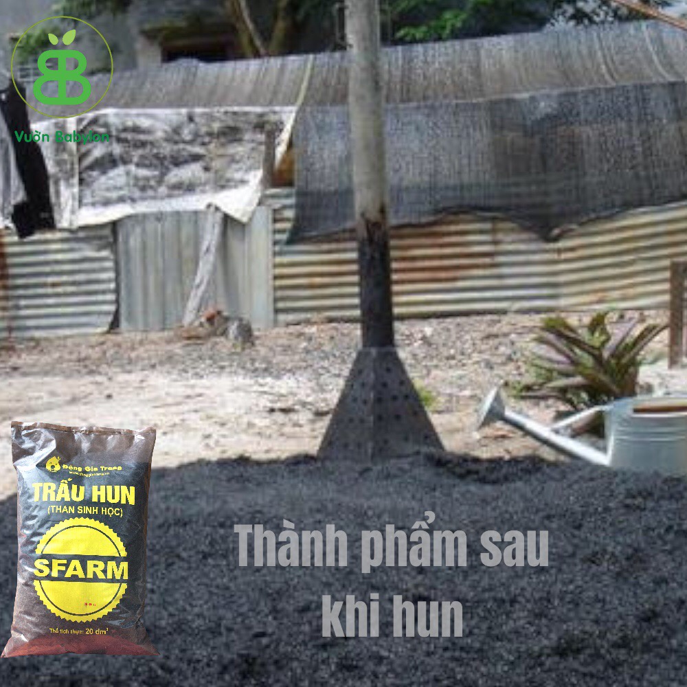 Trấu Hun Sfarm - Giá thể trộn đất - giúp đất tơi xốp, thoát nước tốt 20dm3