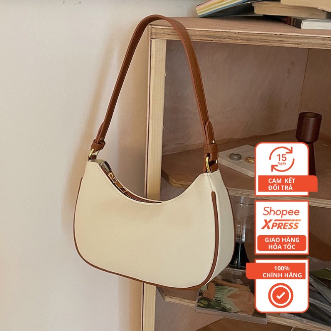 Túi Kẹp Nách Da 2 Màu Đen Trắng Size 22cm