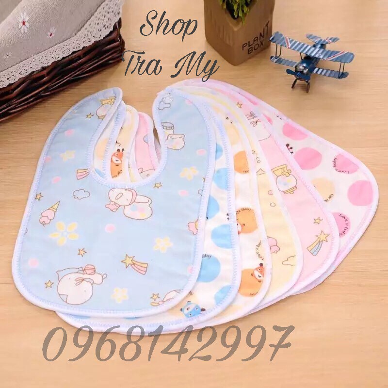 Yếm ăn dặm chống thấm 100% cotton