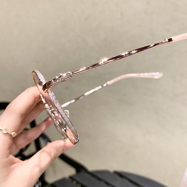 Kính Mát Gọng Kim Loại Tròng Phẳng Chống Tia Sáng Xanh/ Tia Sáng Xanh Thời Trang Cho Nữ