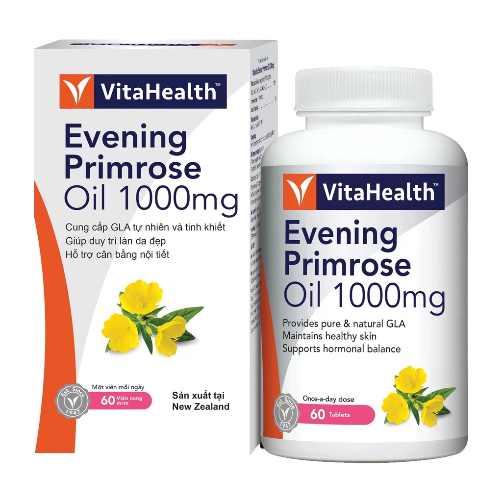 Viên Uống Bổ Sung Nội Tiết + Đẹp Da VITAHEALTH EVENING PRIMROSE OIL 1000MG