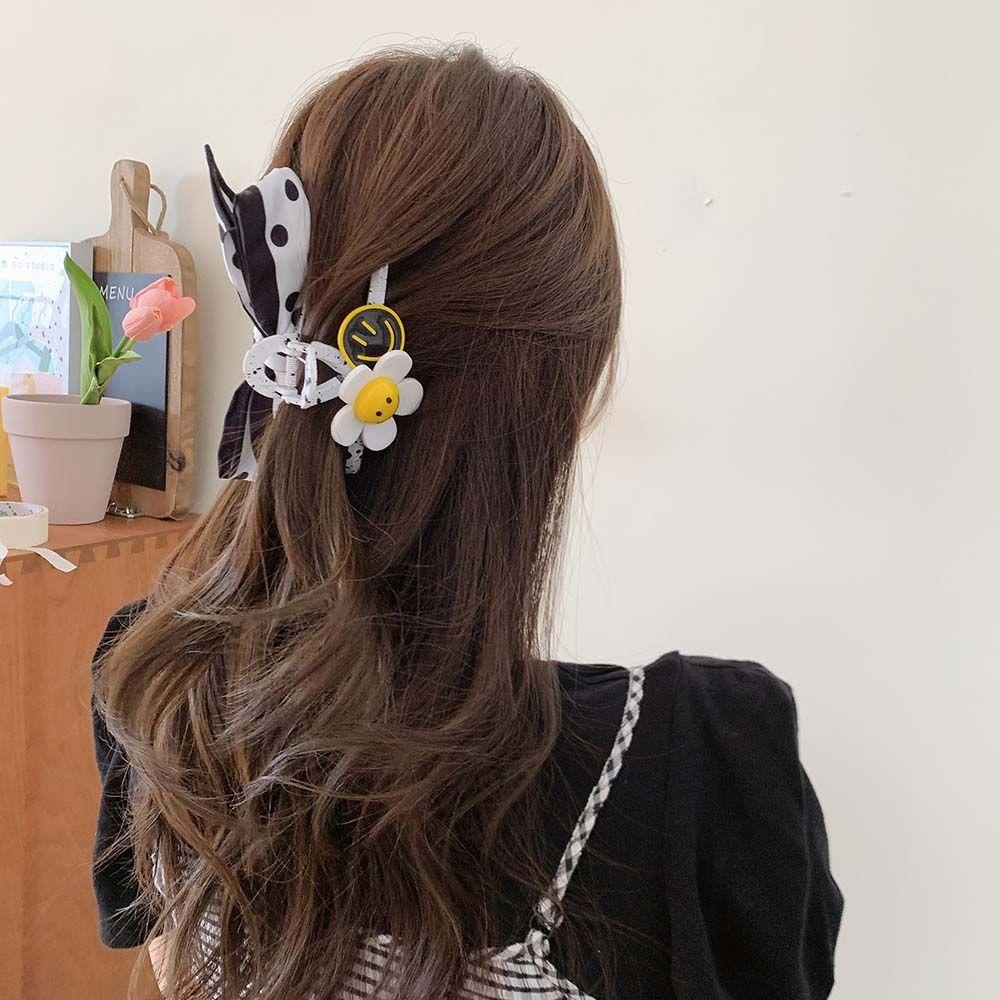 Kẹp Tóc Hình Nơ Mặt Trời Mặt Cười Thanh Lịch Cho Nữ