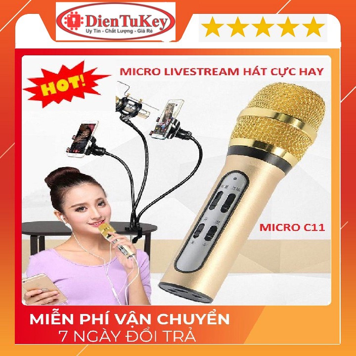 [Mã ELHACE giảm 4% đơn 300K] Mic Thu âm C11 livestream cao cấp tặng kèm tai phone