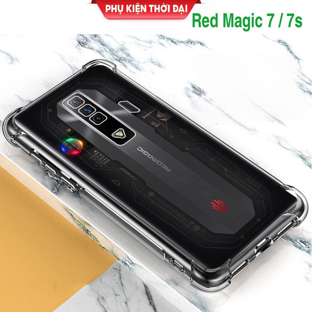 Ốp lưng Red Magic 7 / 7s dùng chung dẻo Tpu trong suốt lồi 4 góc lâu ố vàng bảo vệ toàn diện