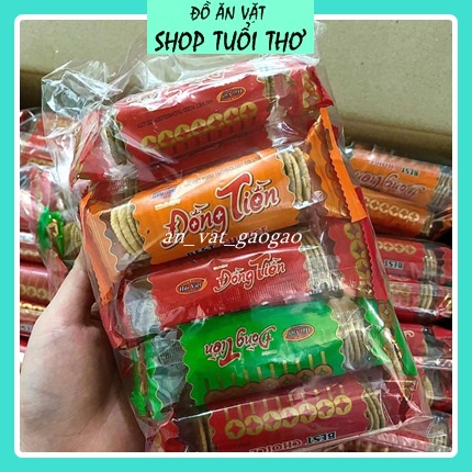 1 Bịch 10 Gói Bánh quy đồng tiền Bánh Kẹo Đồ Ăn Vặt Ngon Giòn Ngon Tuổi Thơ