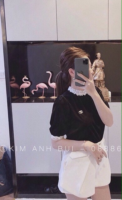 ÁO NHUNG CỘC TAY PHA REN TIỂU THƯ