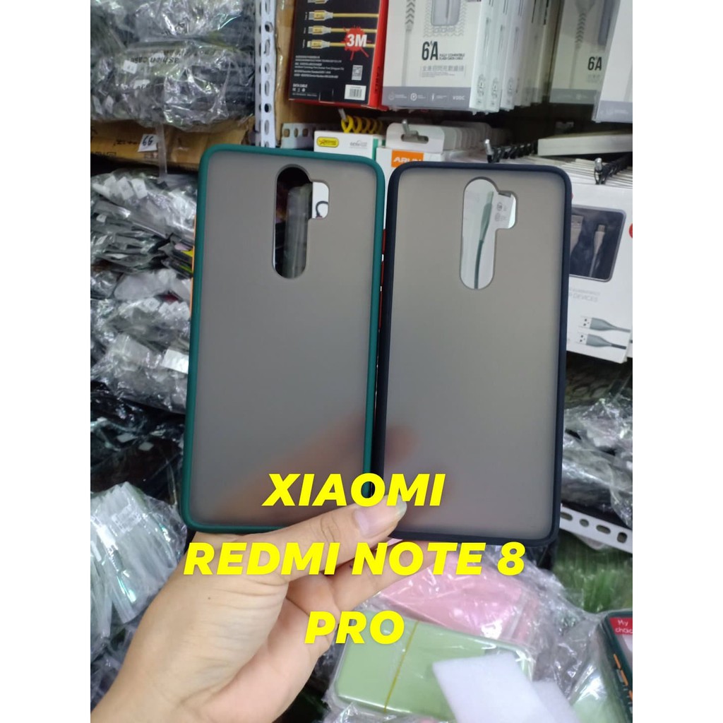 Ốp lưng Xiaomi Redmi Note 8 Pro trong nhám viền màu chống sốc