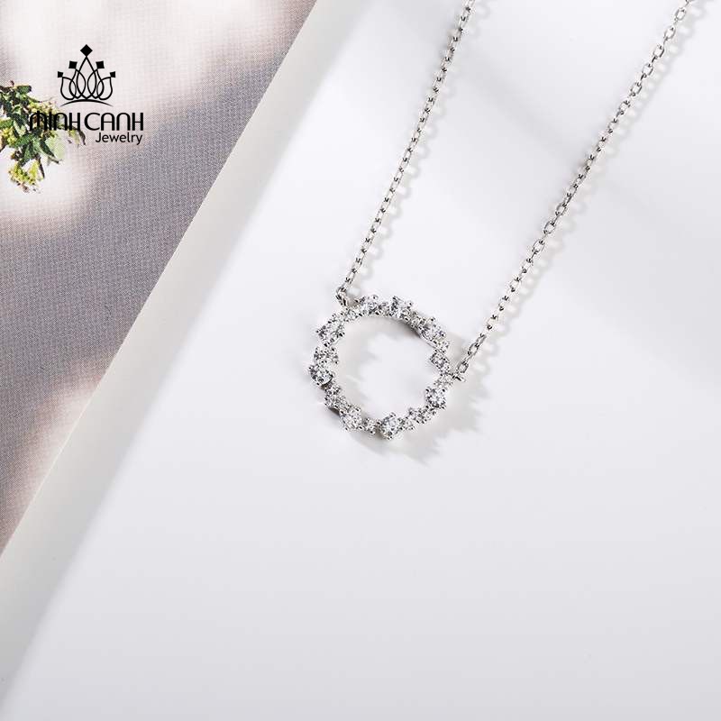 Dây Chuyền Bạc Ta Viền Tròn Đính Đá Dây Mảnh - Minh Canh Jewelry