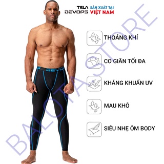 Quần legging nam dài Devops bản to form ôm thun co giãn bó cơ pro combat chạy bộ đạp xe tập tạ gym fitness work out