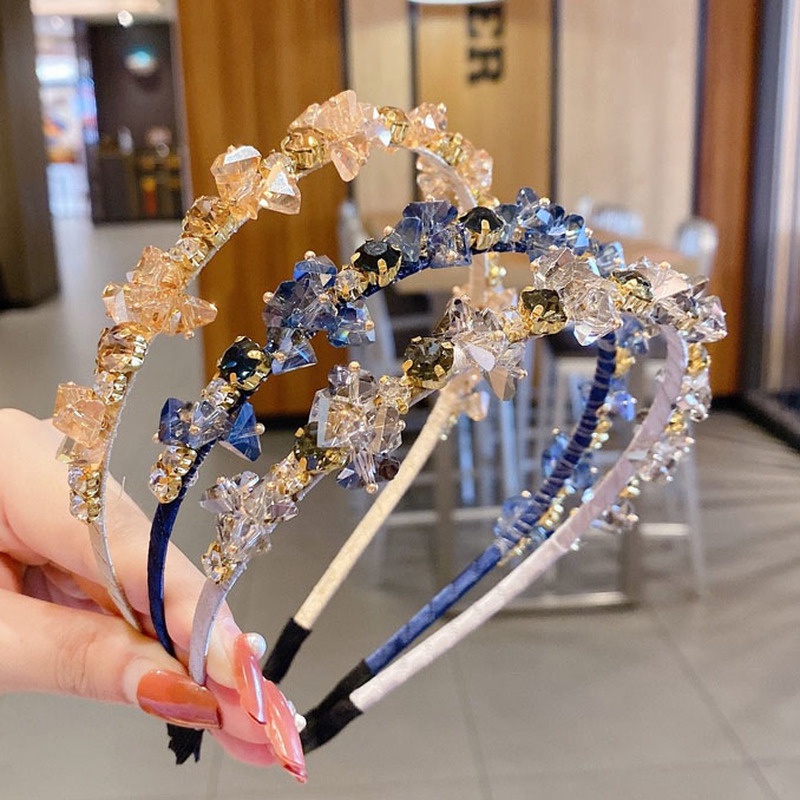 Băng Đô Cài Tóc Đính Đá Phong Cách Retro Hàn Quốc