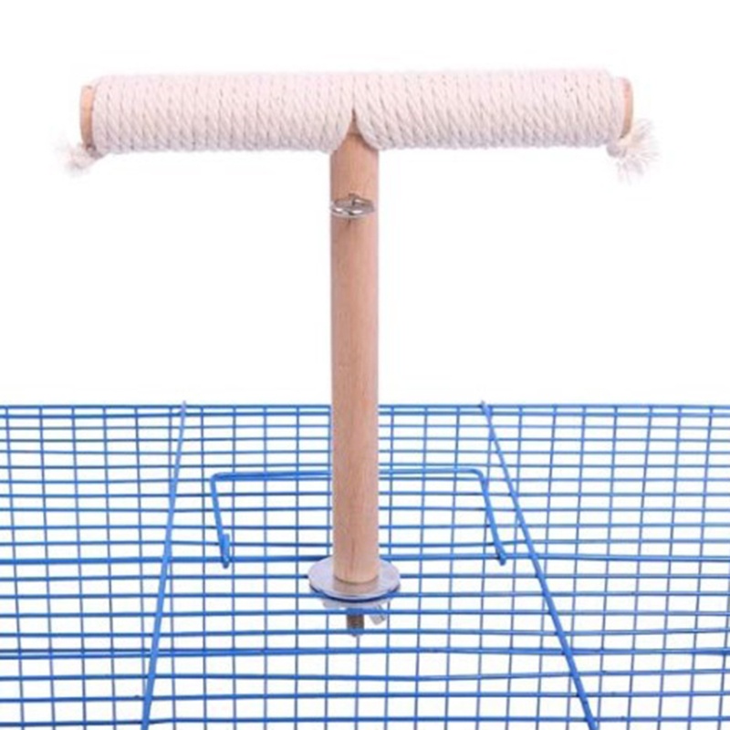 Giá Đỡ Đứng Bằng Gỗ Tự Nhiên Kèm Dây Cotton Dùng Làm Đồ Chơi Cho Chim/Vẹt