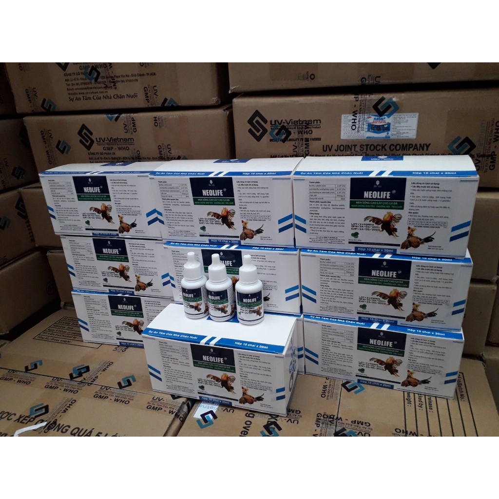 UV Neolife 20ml. men nước uống ngừa táo bón, tiêu chảy, khó tiêu cho gà đá, thú cảnh. giảm mùi hôi