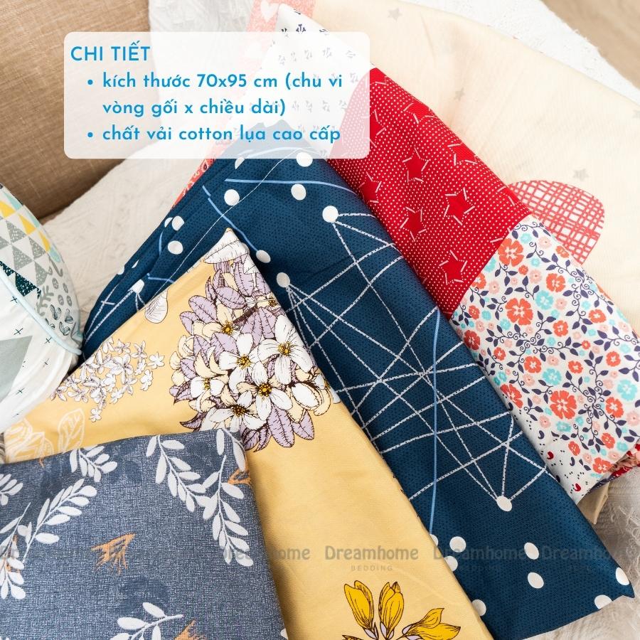 Vỏ gối ôm kéo khóa Cotton Hàn DREAMHOME áo gối ôm dài đẹp bo tròn 2 đầu size 30x95 vừa ruột gối ôm 70x100