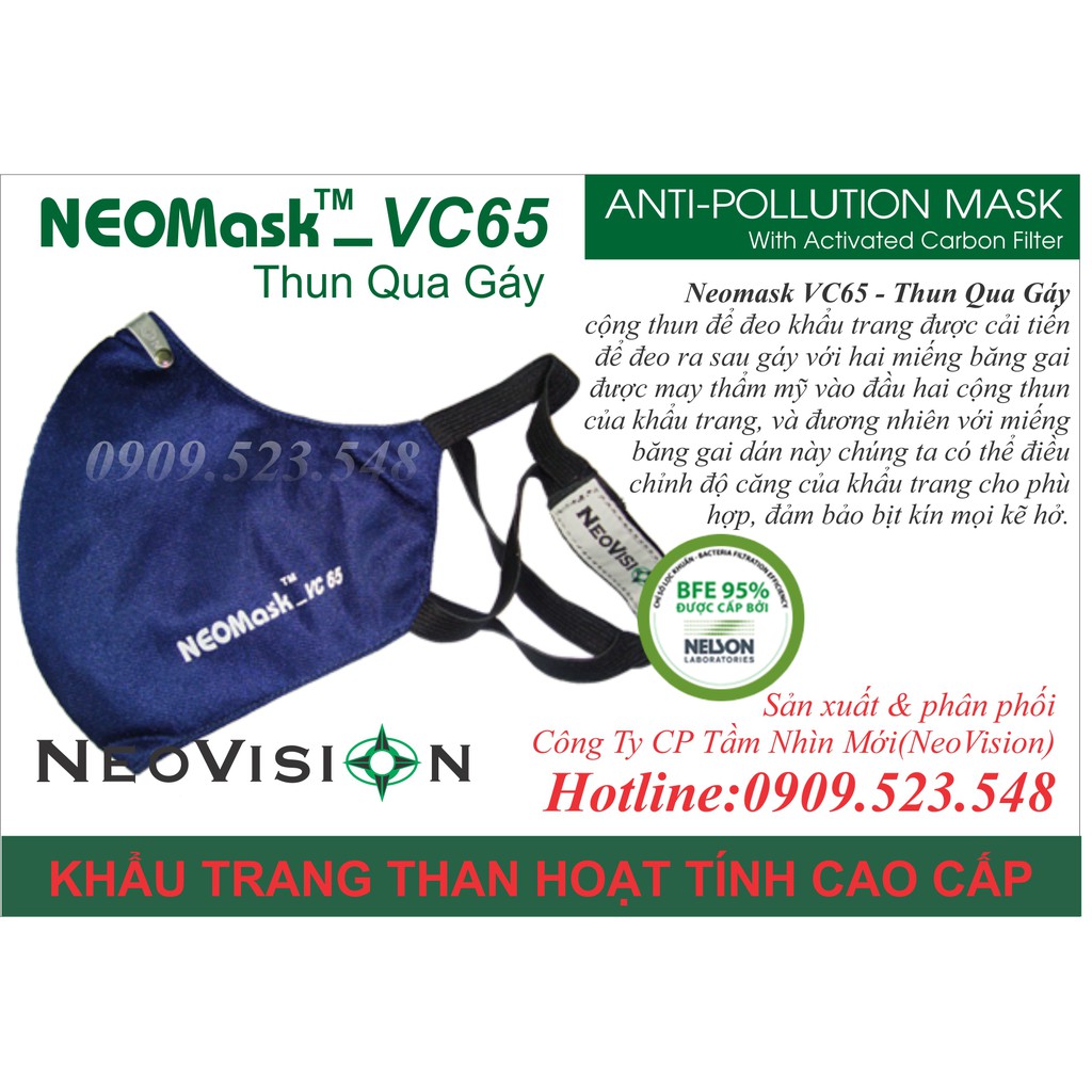 Khẩu trang Neomask VC65-TQG thun quàng gáy, khẩu trang Neovision chống bụi lọc không khí ô nhiễm