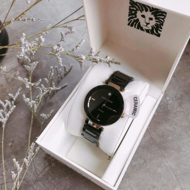 Đồng hồ nữ Anne Klein AK/1018BKBK đen size 34mm dây đá ceramic