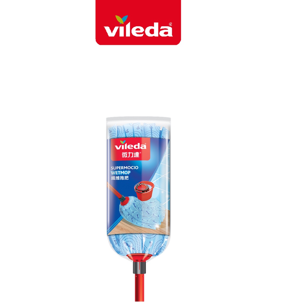 Cây lau nhà đa năng VILEDA Supermocio Wet mop vải sợi microfibre, siêu thấm dùng cho mọi loại sàn - TSU156306