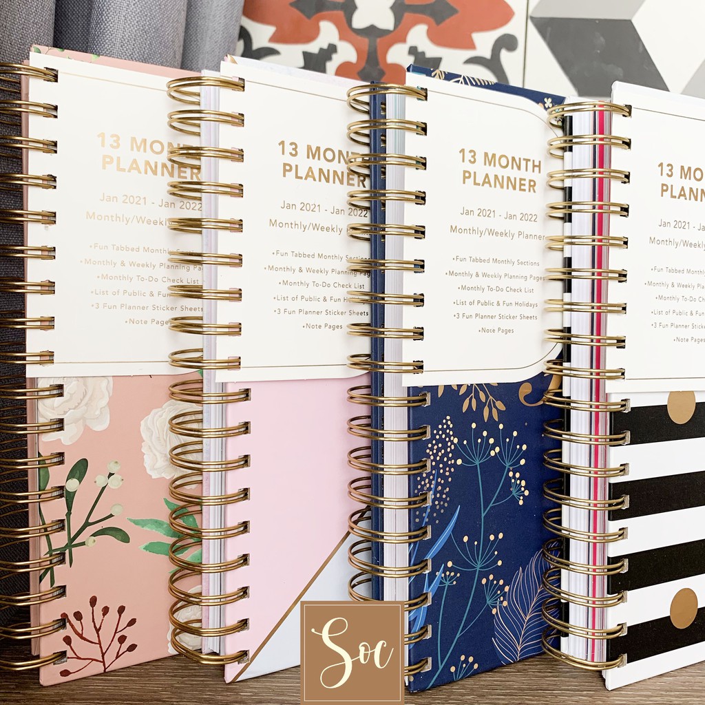 Sổ Lò Xo Planner 2021 (13 Month Planner) thiết kế sẵn B5