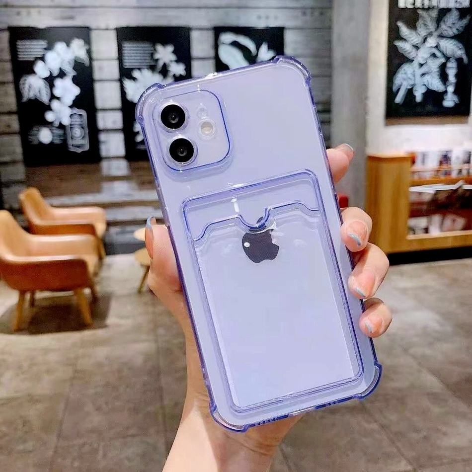 Ốp điện thoại TPU mềm trong suốt chống sốc có ngăn đựng thẻ cho iphone 12 Mini 11 pro max 7 8 6 6s plus | BigBuy360 - bigbuy360.vn