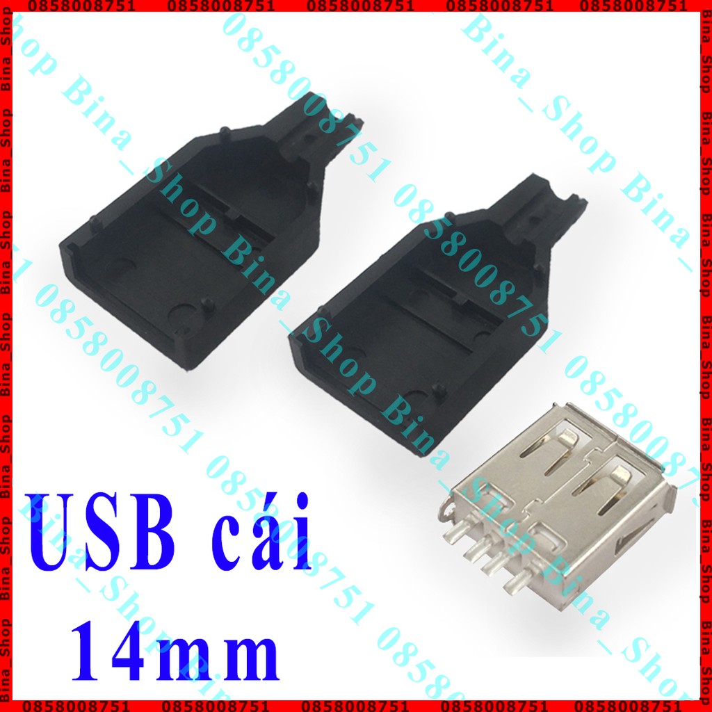 Đầu USB 2.0 4pin có nắp nhựa USB DIY đực cái tự chọn