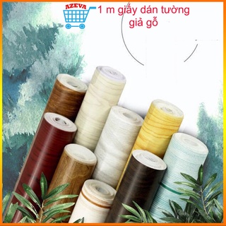 Giấy dán tường giả ván cao cấp hiện đại, decal dán tường trang trí khổ 45cm keo sẵn - Azeva