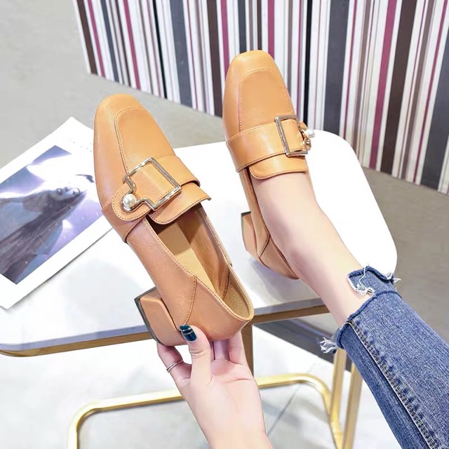 CÓ SẴN Giày gót vuông công sở hàng Quảng Châu