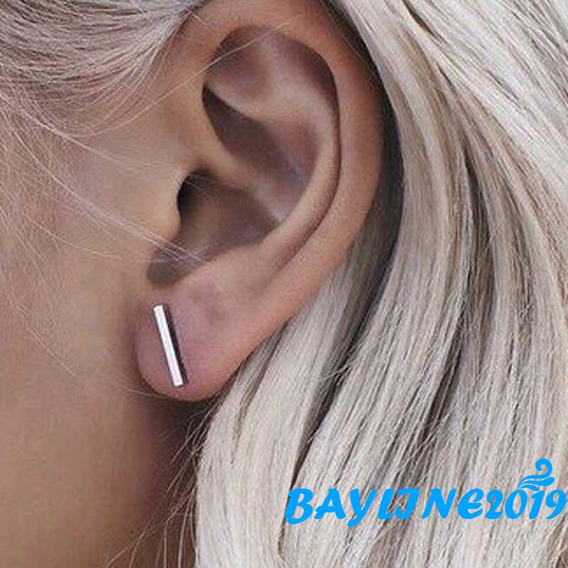 Khuyên Tai Một Đường Phẳng Bằng Kim Loại Màu Sắc Thanh Lịch Cho Nữ