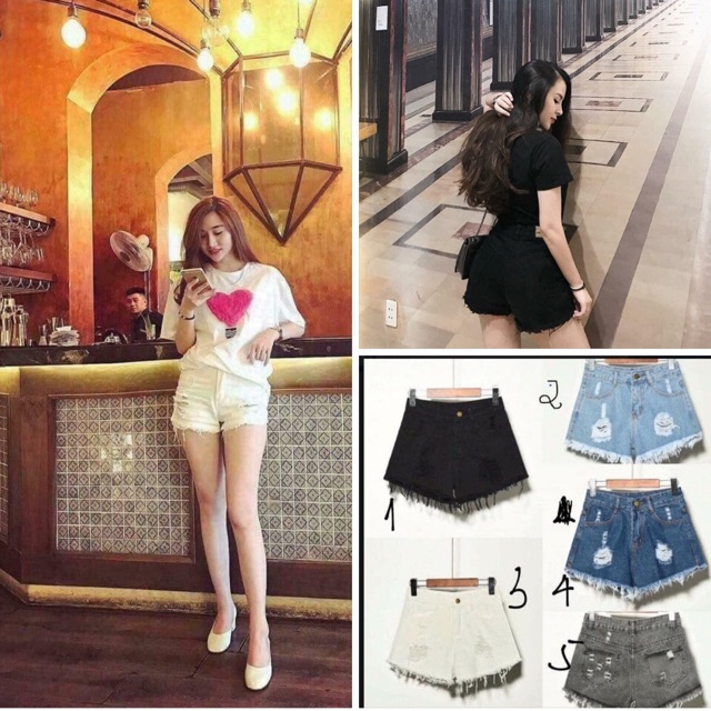 Quần short jean te tua ghn
