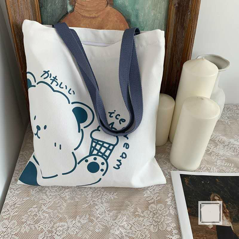 Túi Vải Canvas Đeo Chéo Đa Năng Sức Chứa Lớn Thời Trang Hàn Quốc Cho Nữ