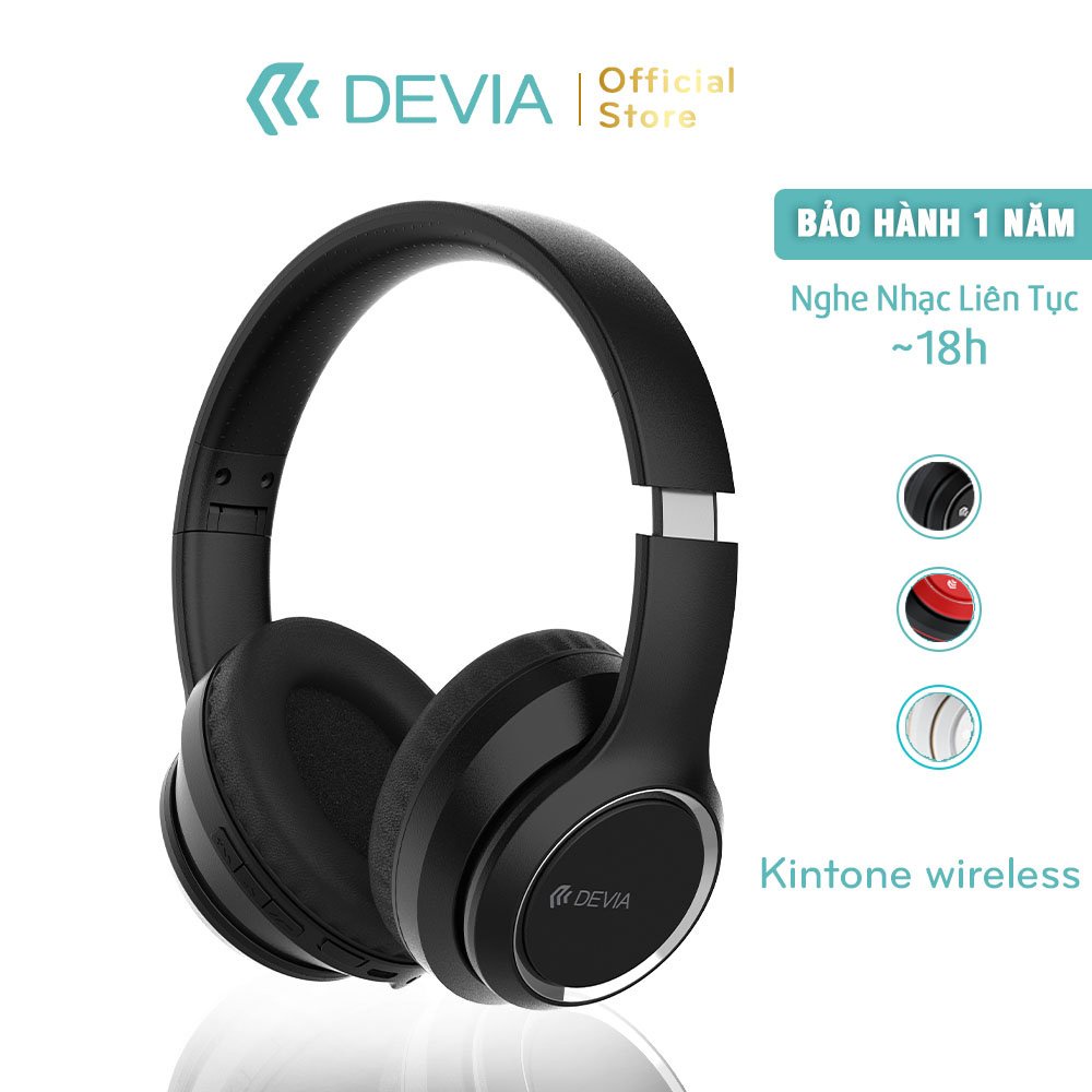 Headphone Tai Nghe Bluetooth không dây chụp tai DEVIA Kinton series có mic nghe nhạc liên tục 18H Hàng chính hãng