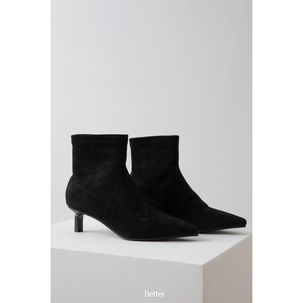Boot mũi nhọn da lộn Better shoes, đường chỉ dọc giữa, đế cao 4cm - 251021003
