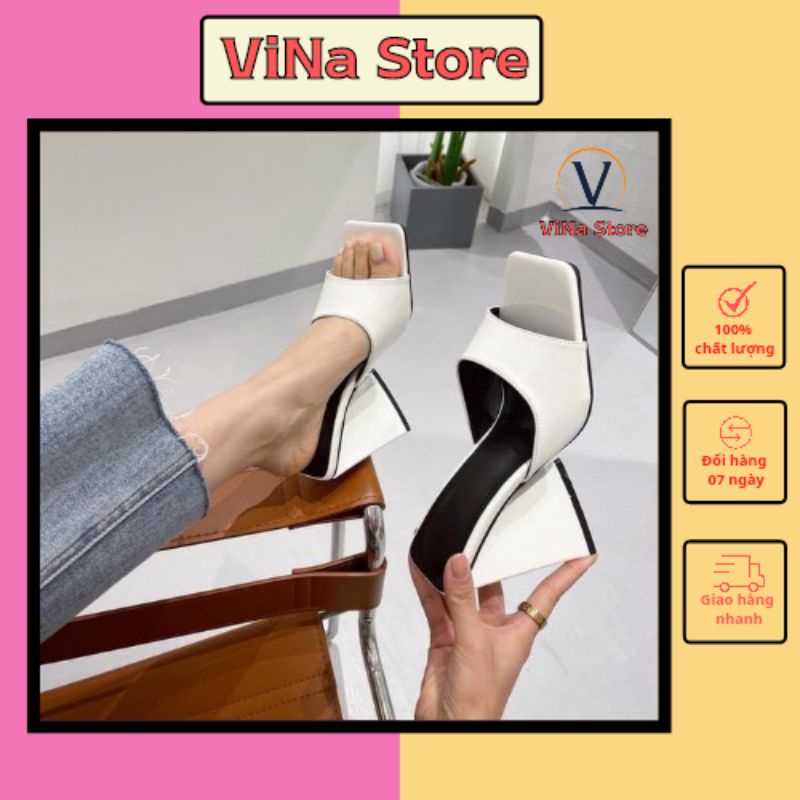 Giày cao gót nữ mũi vuông đế tam giác 9 phân hottrend 2022- VINA STORE - mã S20