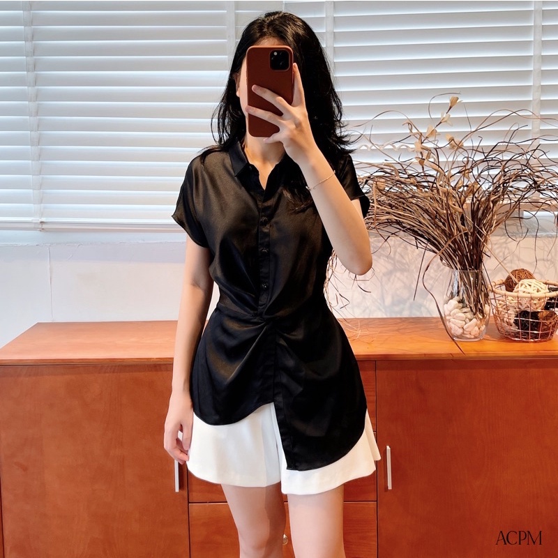 Raby Shirt / Áo sơ mi ngắn tay xoắn eo