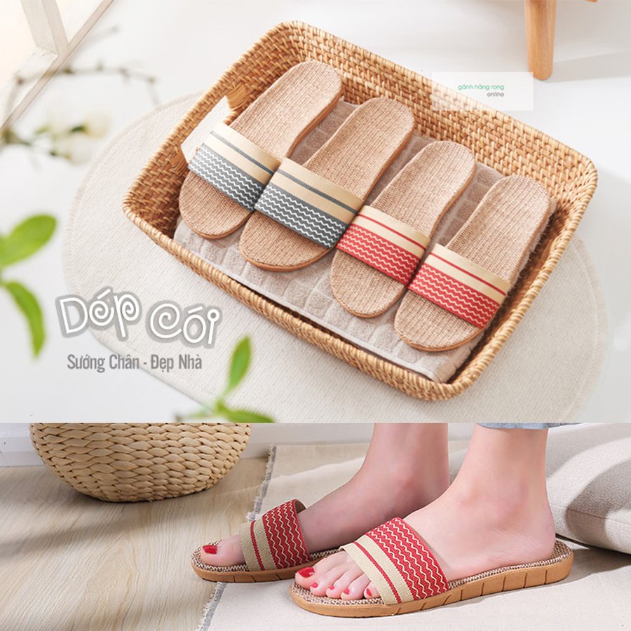 Dép cói đi du lịch,văn phòng,trong nhà phong cách Bắc Âu đế mềm nhẹ, êm tiện lợi